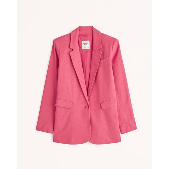 Abercrombie Hot Pink Linen Blend Boyfriend Blazer Size XS NWT - Picture 5 of 12